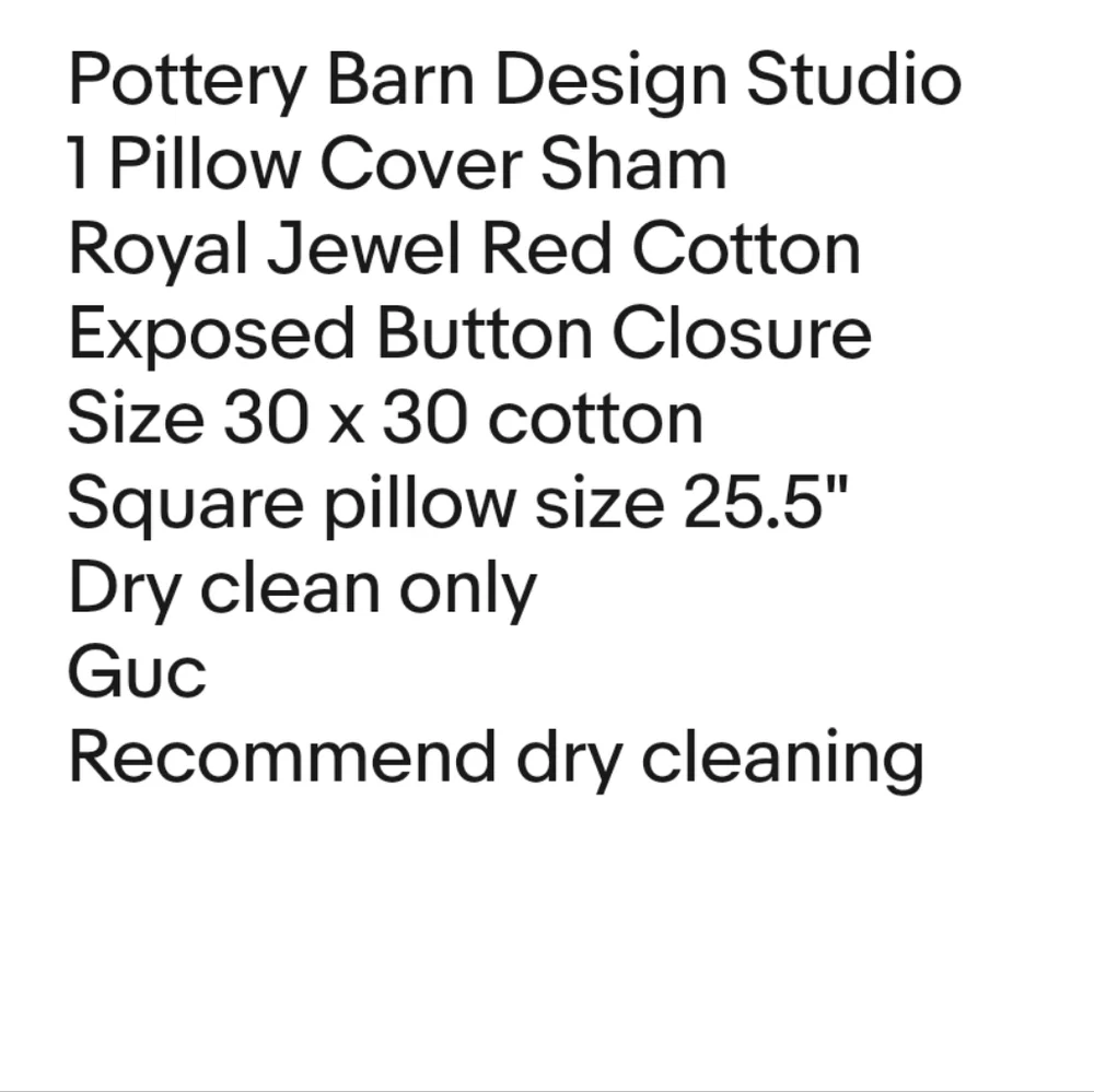 Pottery Barn Floor 1 Pillow Cover Sham Jewel Red Velvet Buttons Euro Sq 30/30